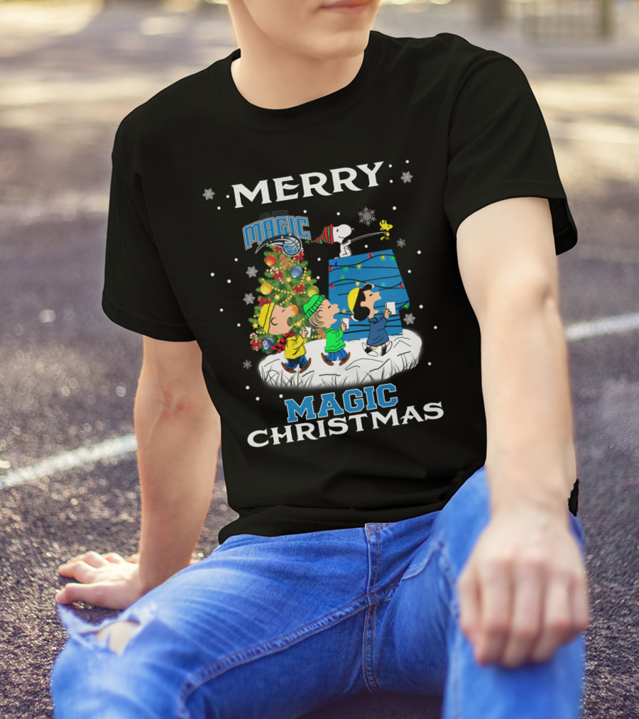 Merry Orlando Magic Christmas Snoopy And Friends Holiday Fun T-Shirt