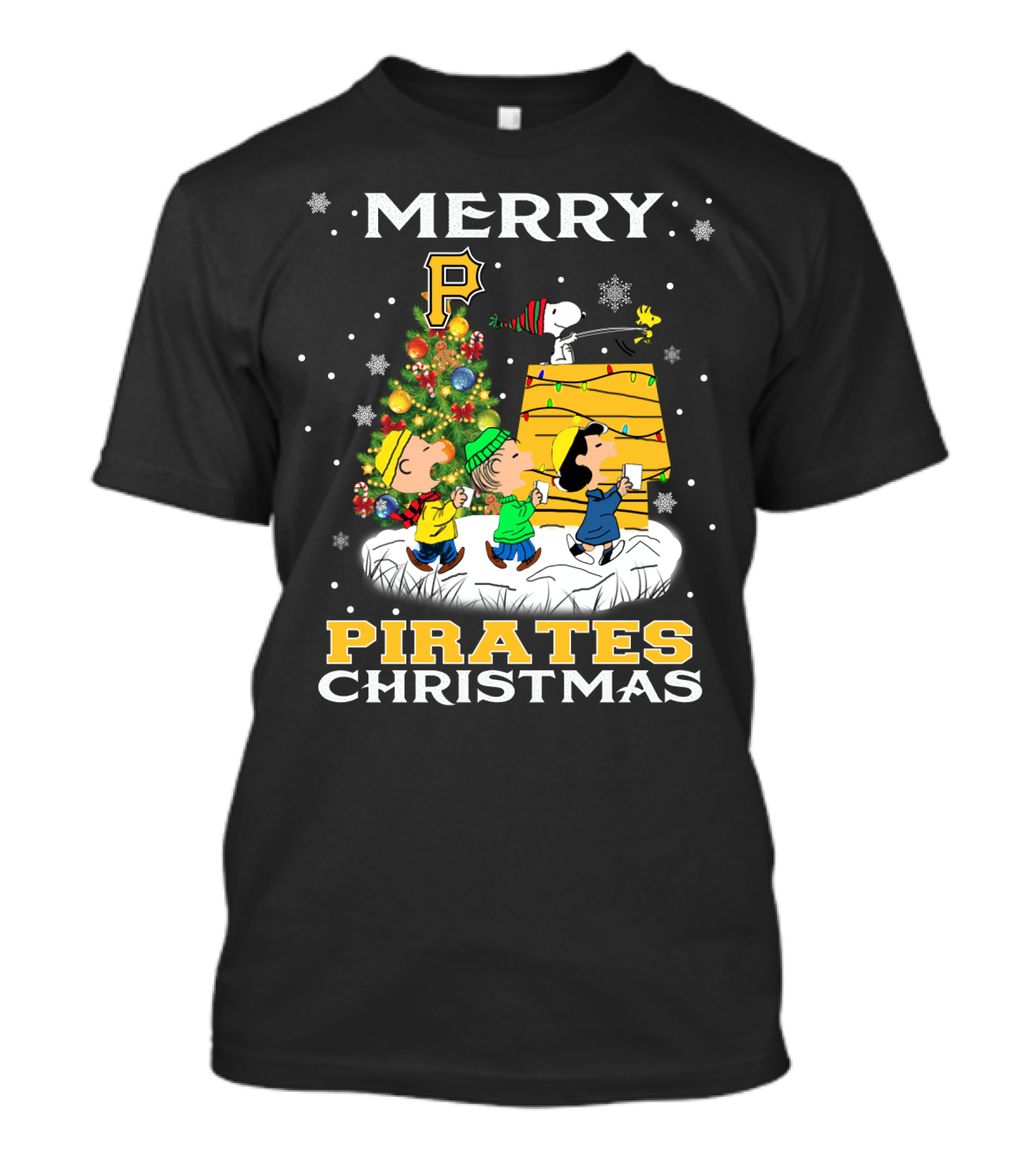Merry Christmas Pittsburgh Pirates With Snoopy And Friends T-Shirt