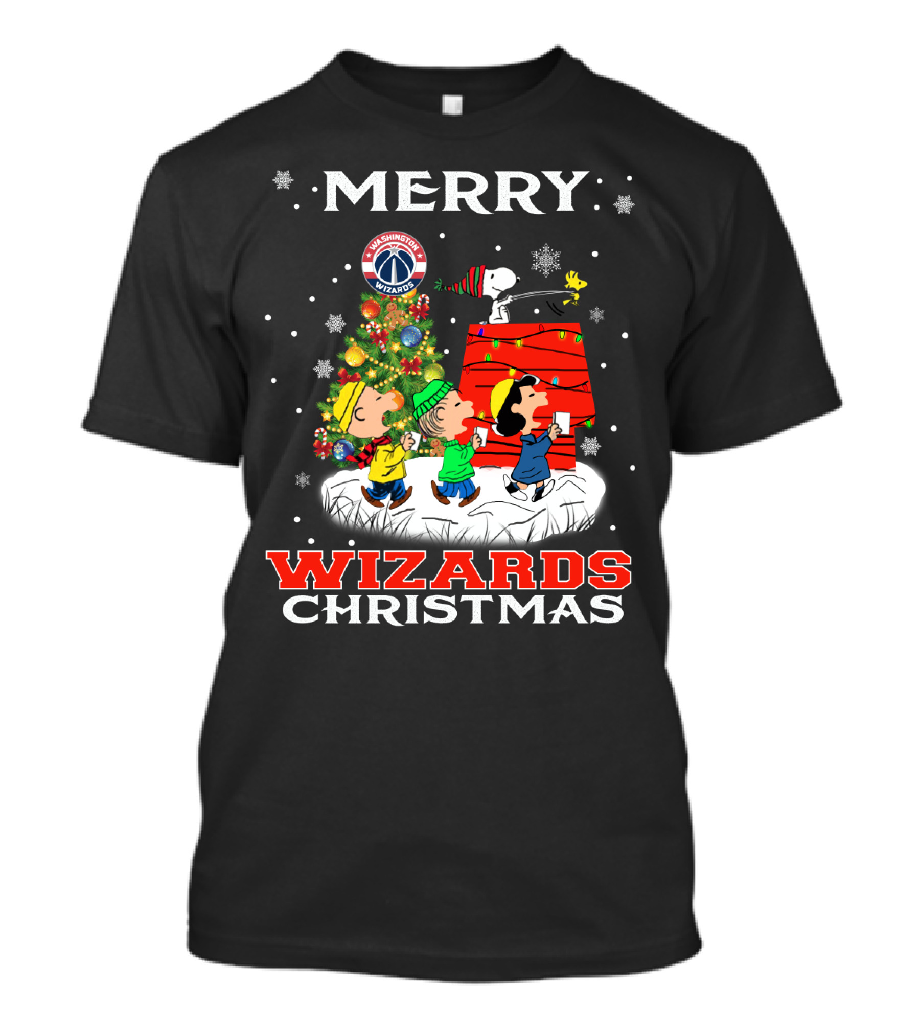 Merry Washington Wizards Christmas Snoopy Peanuts Holiday Celebration T-Shirt
