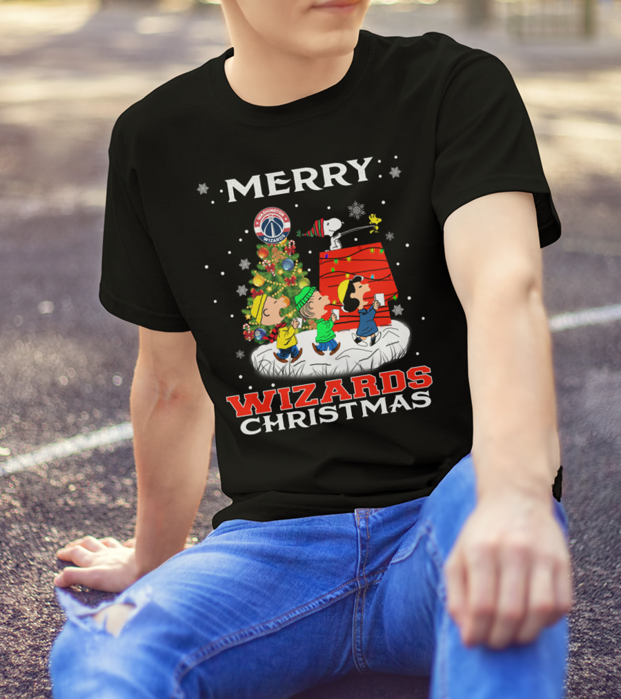 Merry Washington Wizards Christmas Snoopy Peanuts Holiday Celebration T-Shirt