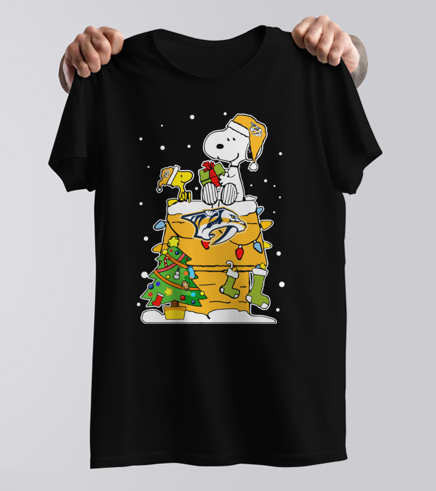 Nashville Predators Snoopy Christmas Celebration T-Shirt
