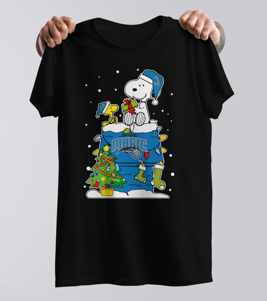 Snoopy Christmas With Orlando Magic Basketball Theme T-Shirt