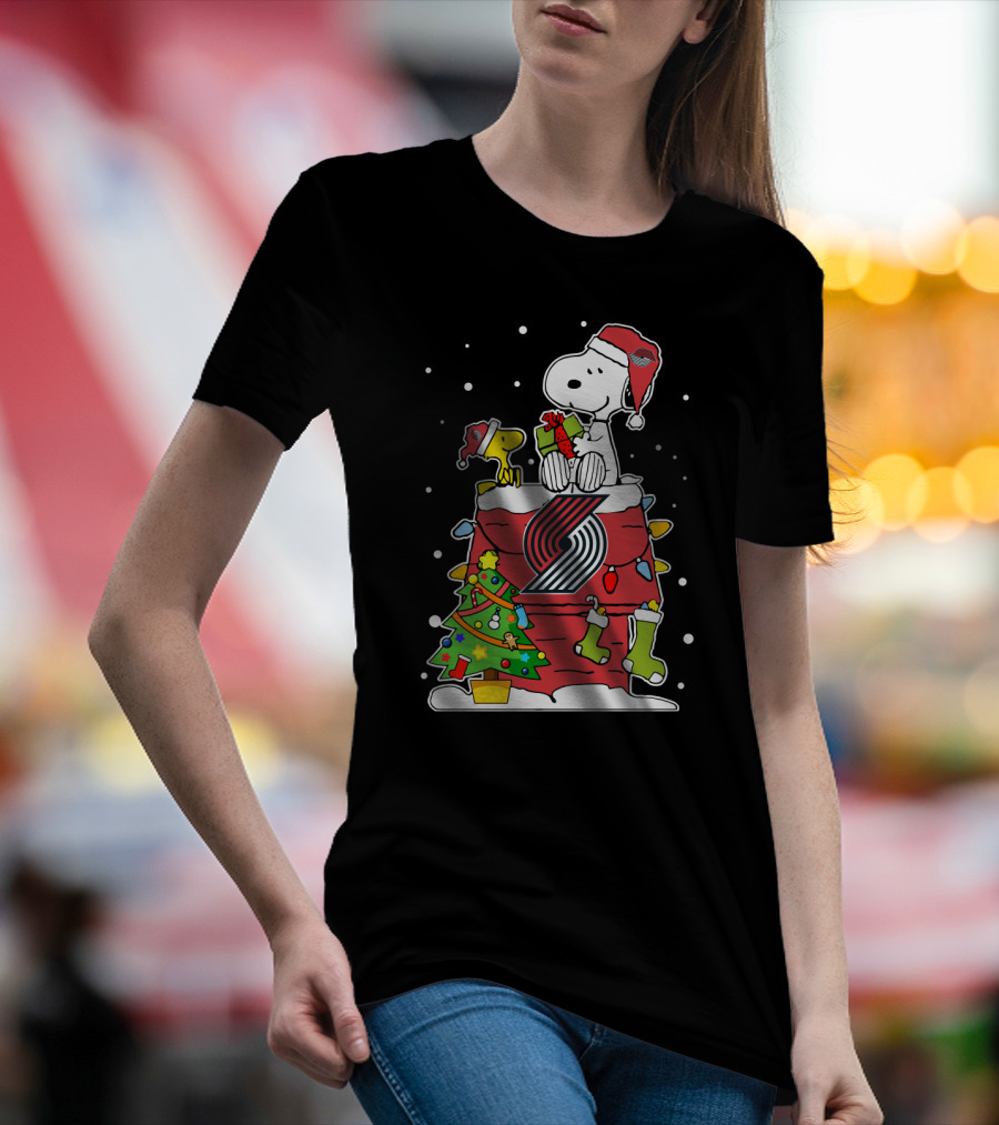 Portland Trail Blazers Snoopy Christmas Peanuts  Fan Holiday T-Shirt