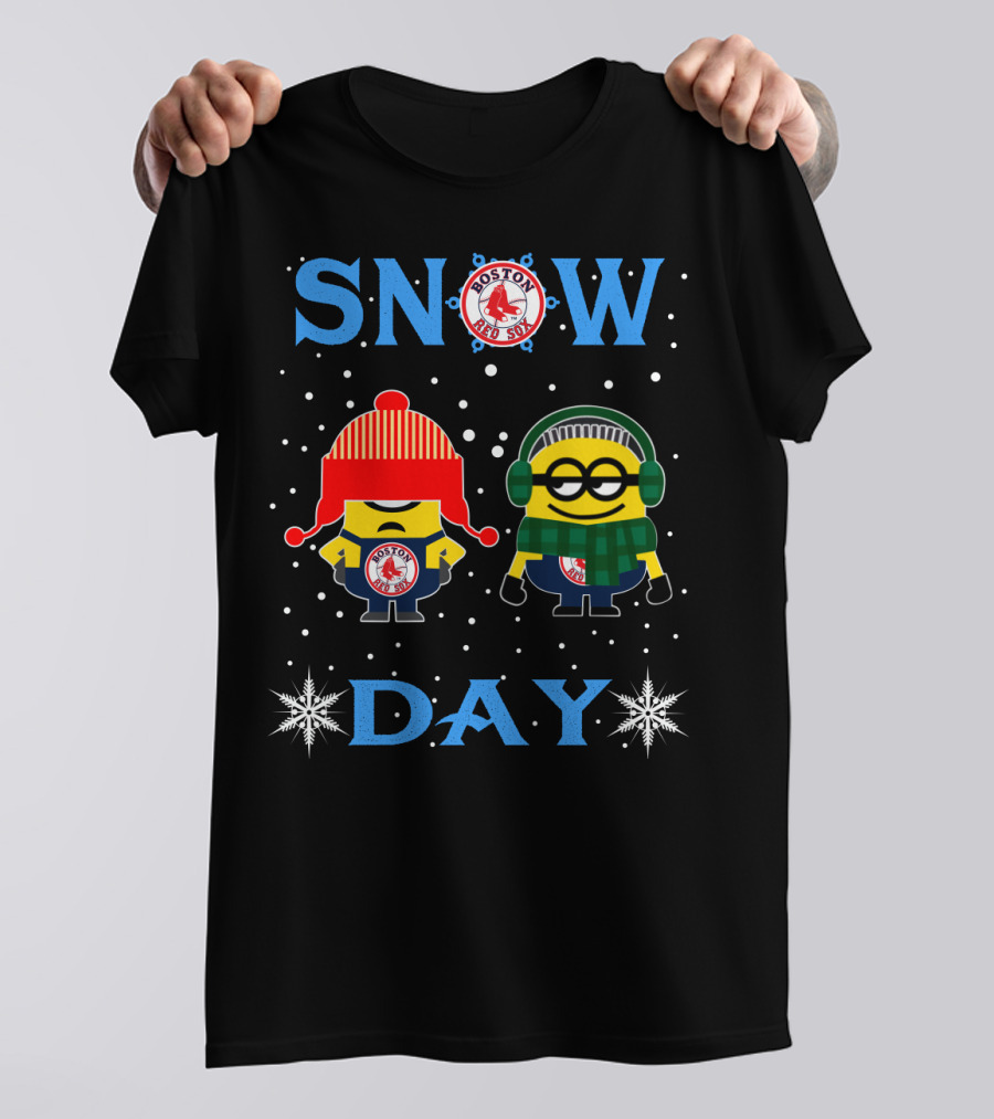 Snow Day Boston Red Sox Minion Fans Winter Fun T-Shirt
