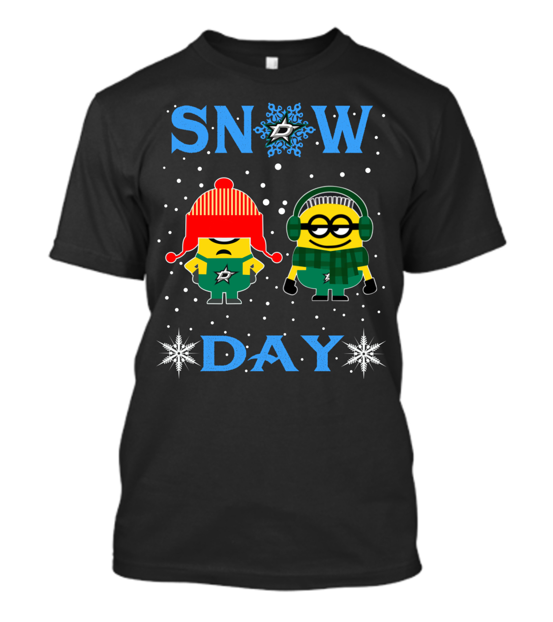 Snow Day For Dallas Stars Fans With Minions In Winter Gear T-Shirt