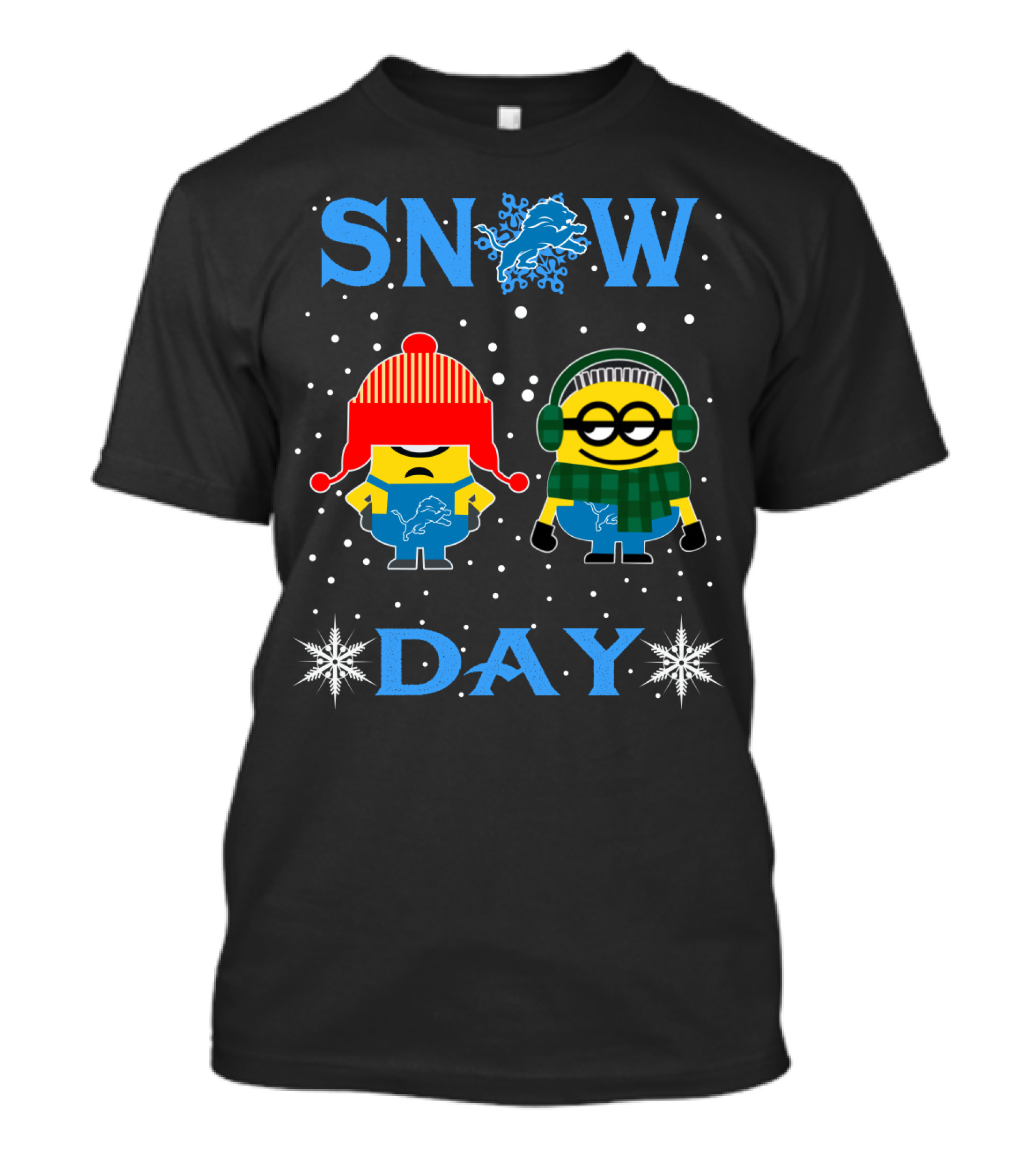 Snow Day Detroit Lions Minions Fans Winter Fun T-Shirt