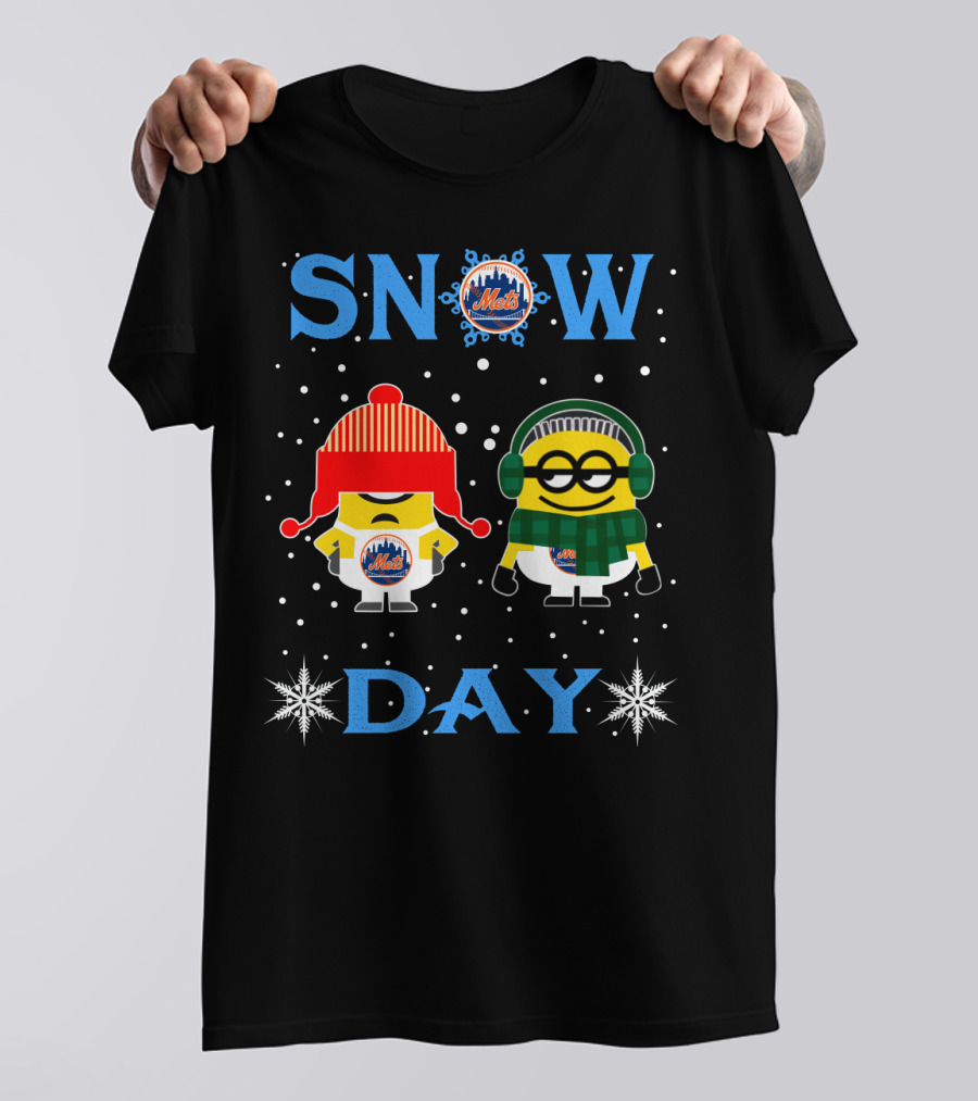 Snow Day New York Mets Minion Fans Winter Theme T-Shirt