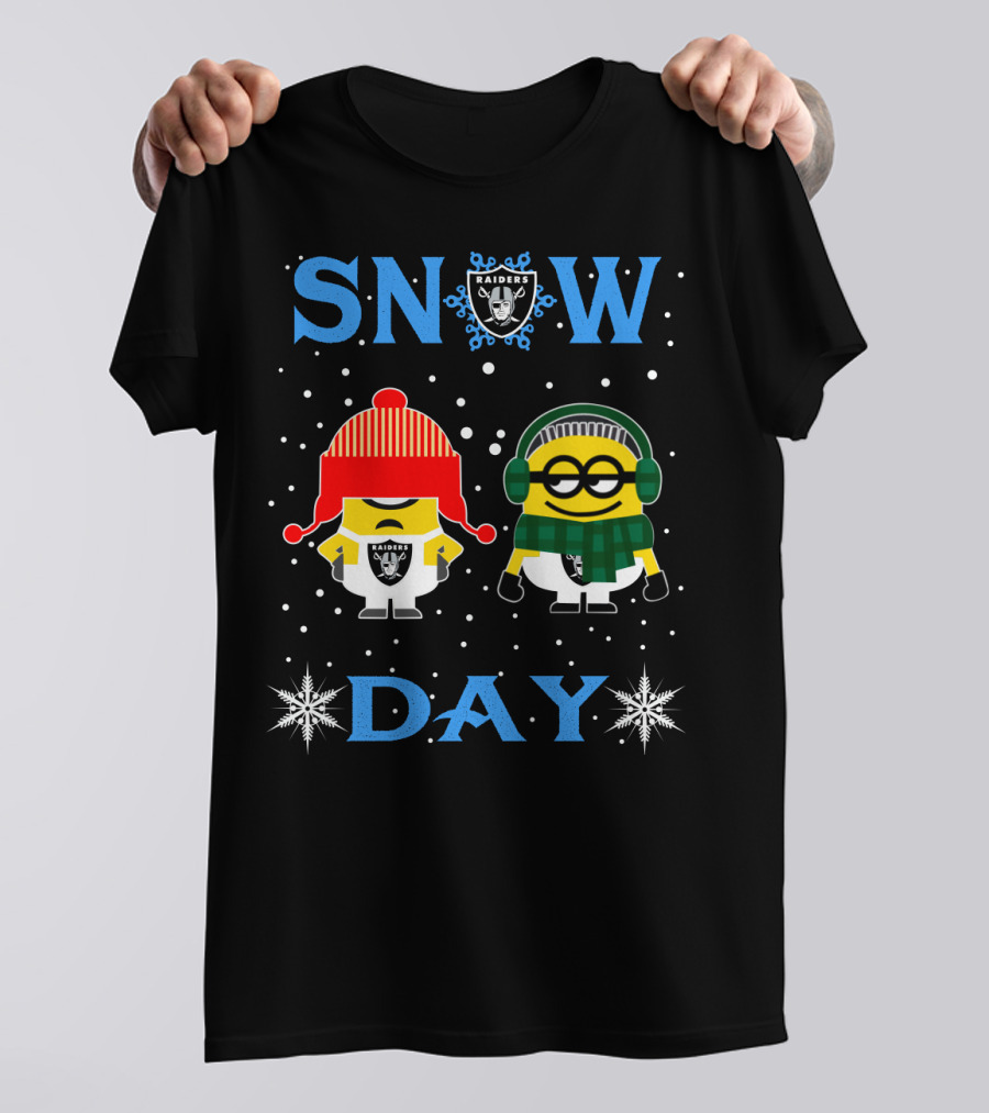 Snow Day Minions In Raiders Gear T-Shirt