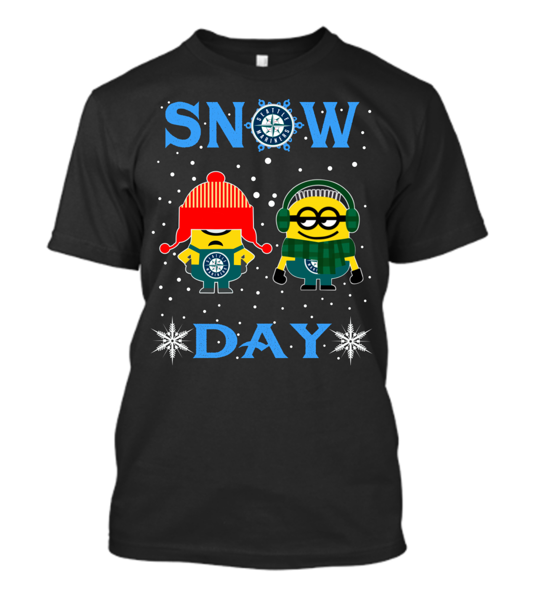Snow Day Seattle Mariners Minion Fans Winter Theme T-Shirt