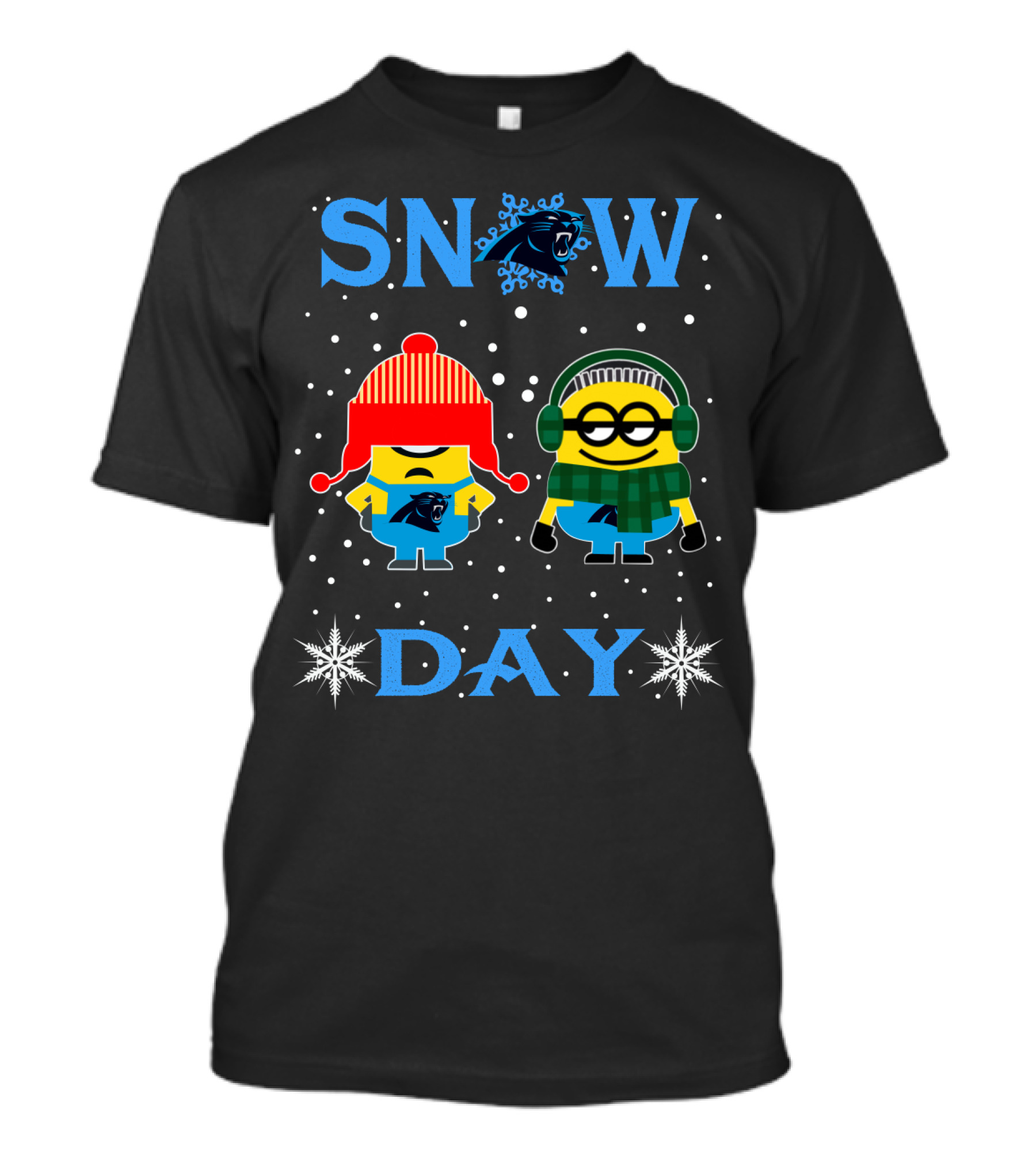 Carolina Panthers Snow Day Minions Winter Fun T-Shirt