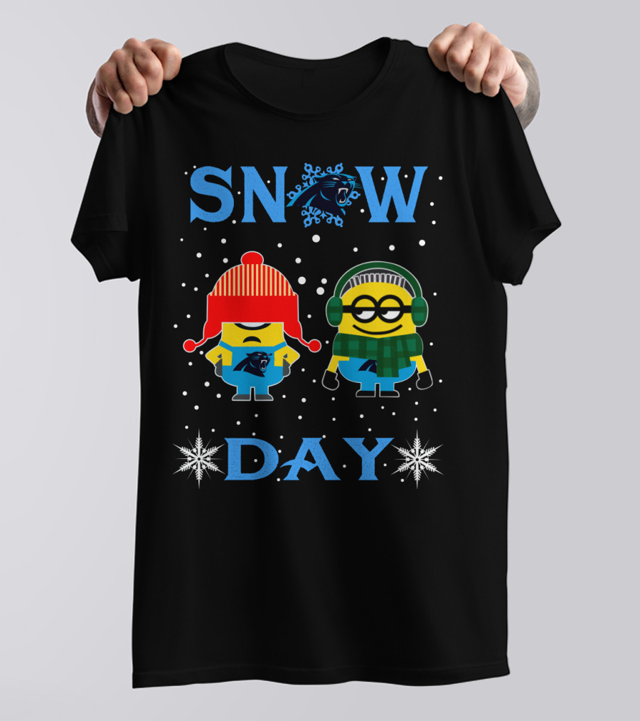 Carolina Panthers Snow Day Minions Winter Fun T-Shirt