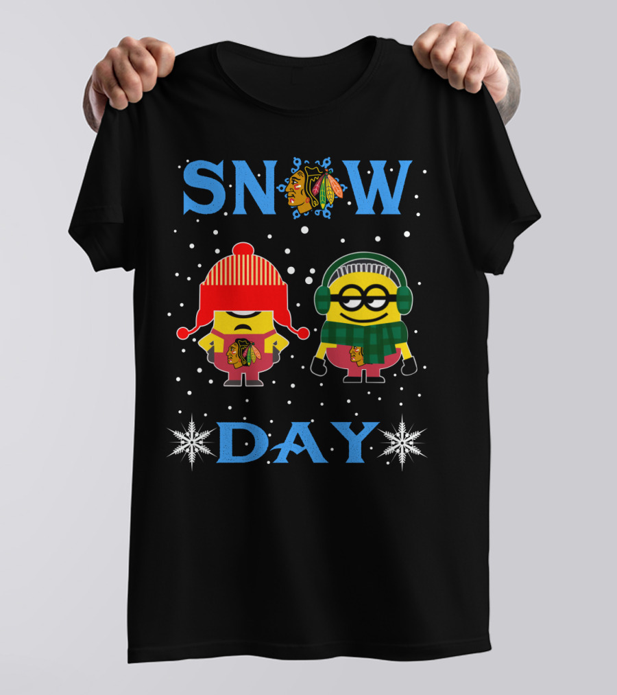 Snow Day Chicago Blackhawks Minion Characters T-Shirt