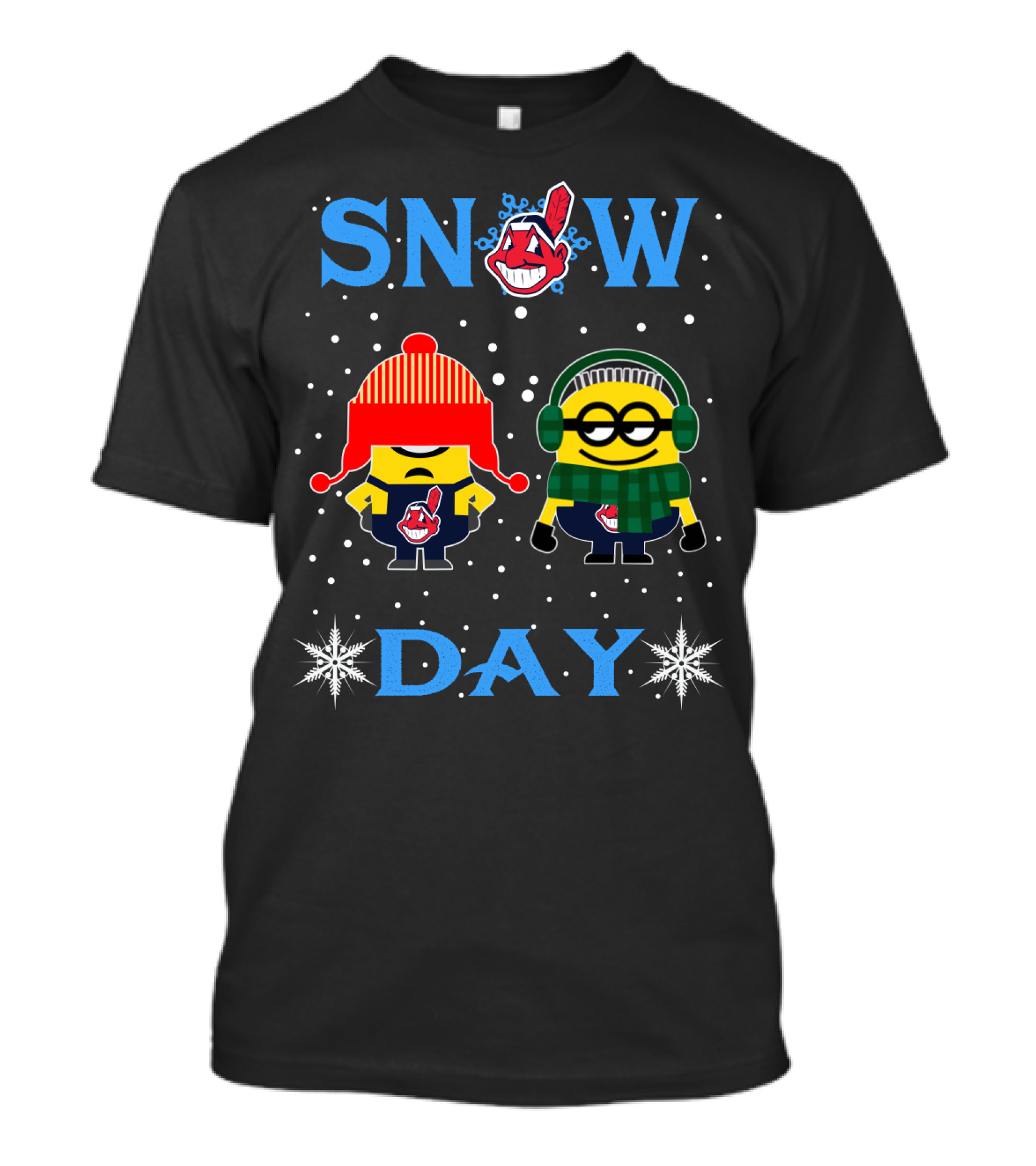 Snow Day Cleveland Indians Vs Minion Winter Fun T-Shirt