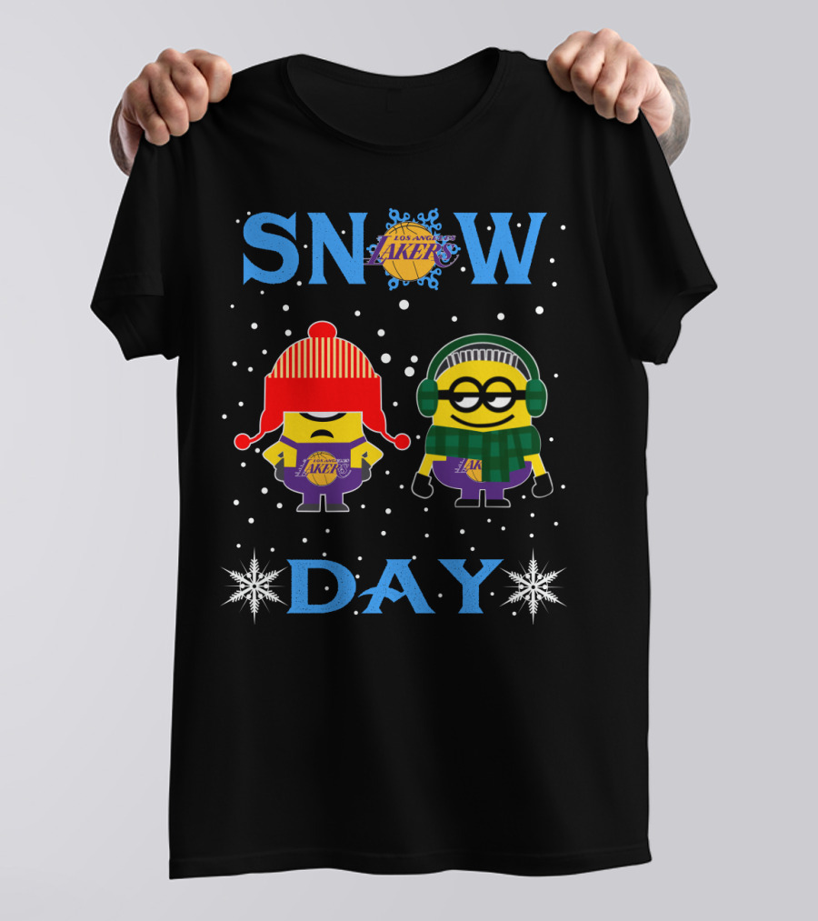 Snow Day Los Angeles Lakers Minions Winter Fun T-Shirt