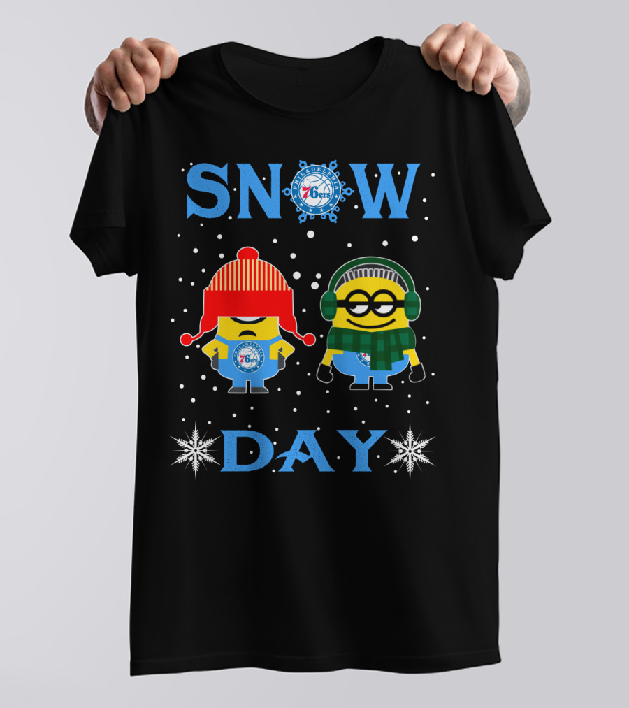 Snow Day Philadelphia 76ers Minion Winter Fun T-Shirt