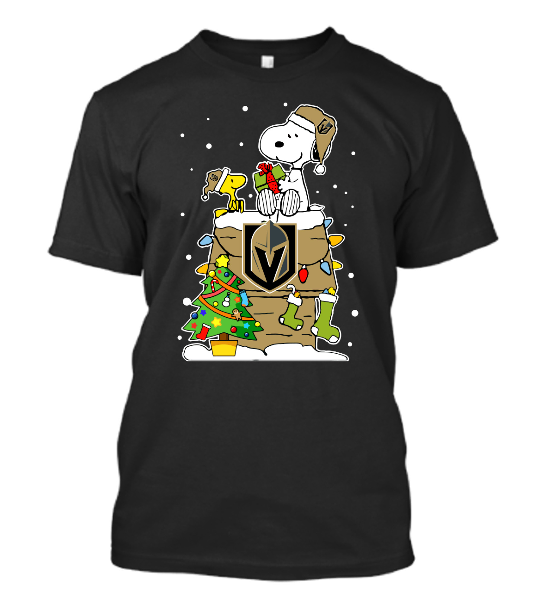 Vegas Golden Knights Snoopy And Woodstock Christmas Celebration T-Shirt