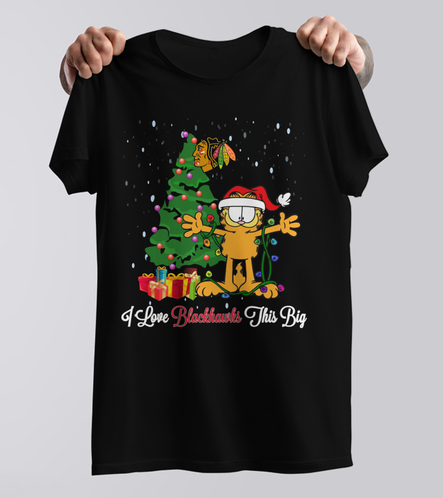 I Love Blackhawks This Big Christmas Garfield Chicago Blackhawks T-Shirt