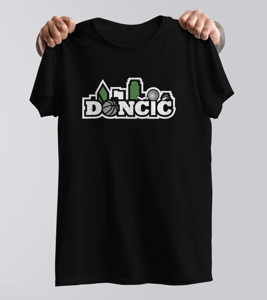DONCIC Basketball Skyline Green City T-Shirt