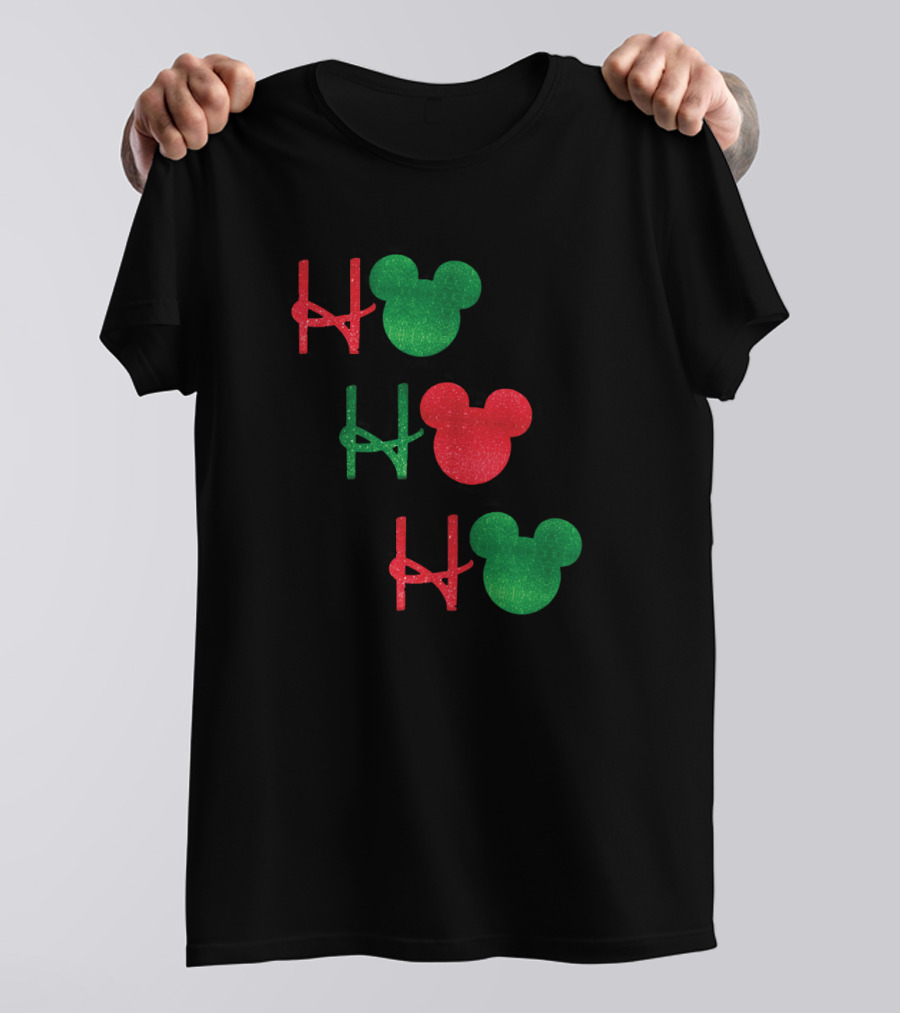 Ho Ho Ho Disney Mickey Mouse Ears Christmas Colors T-Shirt