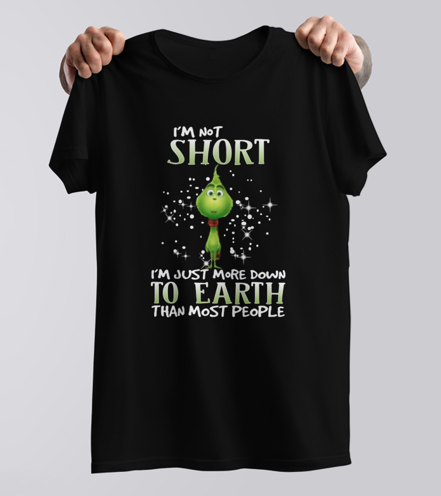 I'm Not Short I'm Just More Down To Earth Than Most People Green Character With Sparkles T-Shirt