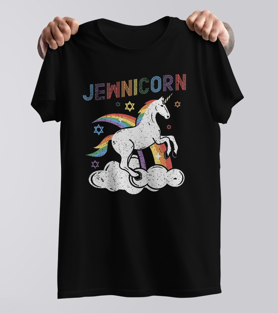 Jewnicorn Rainbow Star Of David Hanukkah Unicorn T-Shirt