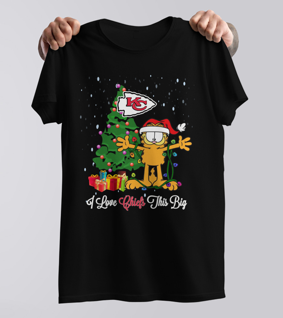 I Love Kansas City Chiefs Garfield Christmas Tree Holiday T-Shirt