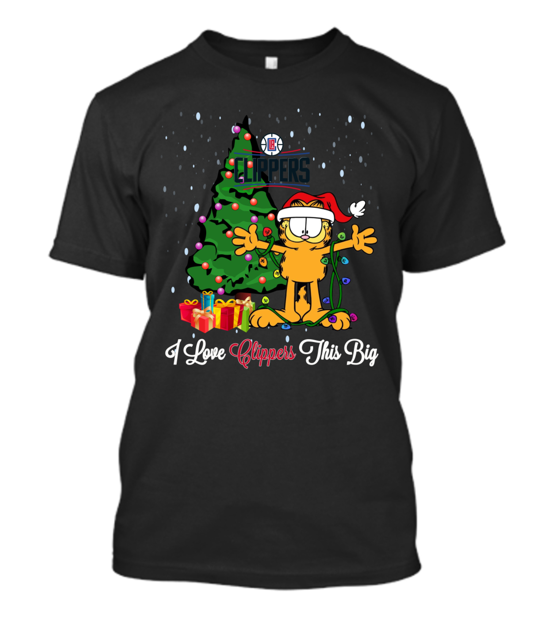 I Love LA Clippers This Big Christmas Garfield Festive Tree T-Shirt