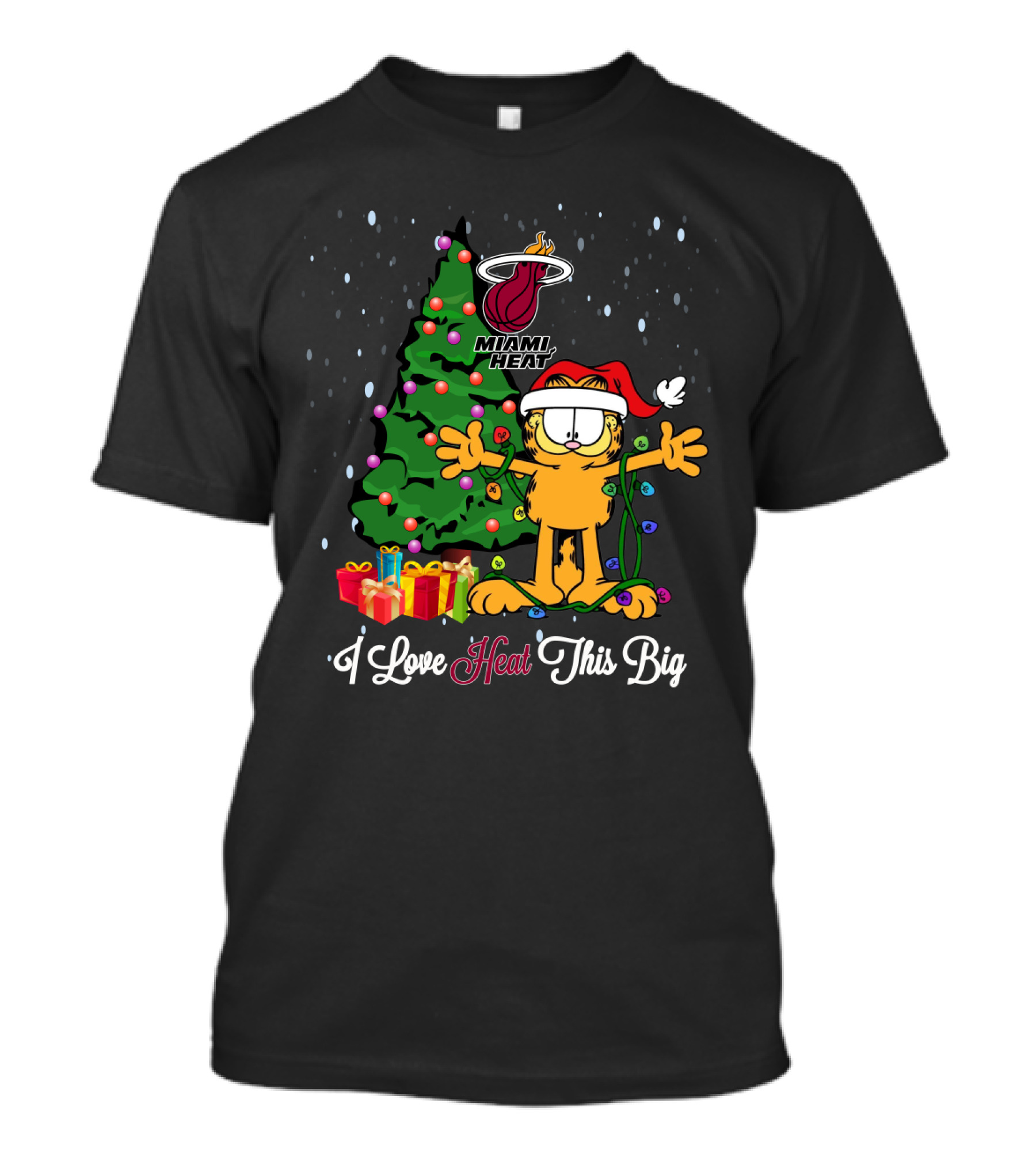 Garfield Christmas Miami Heat I Love Heat This Big T-Shirt
