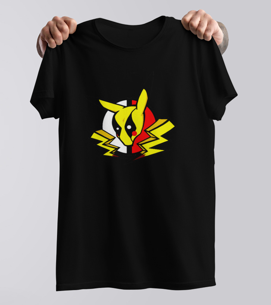 Pikachu Deadpool Crossover Icon On Black T-Shirt