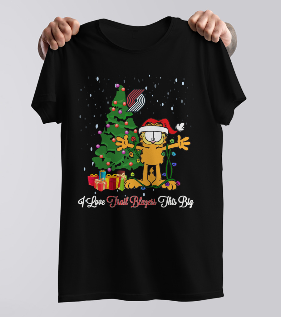 I Love Portland Trail Blazers Garfield Christmas Tree T-Shirt