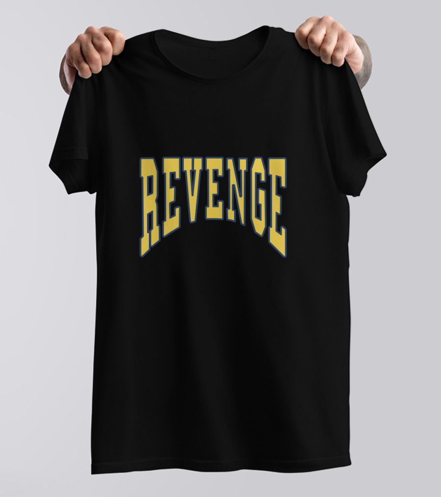 Revenge Bold Arched Yellow And Blue Varsity T-Shirt