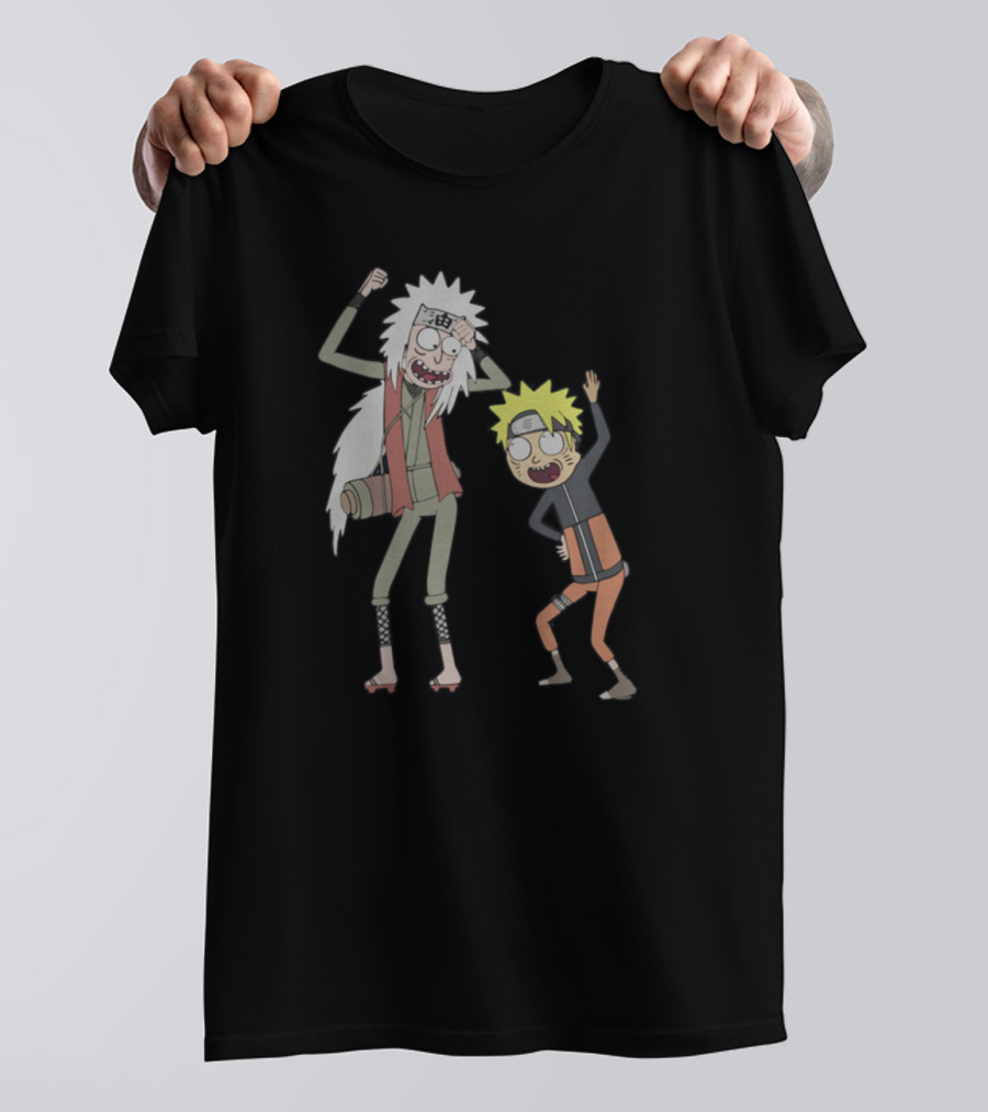 Rick And Morty Naruto And Jiraiya Crossover Cartoon Characters T-Shirt