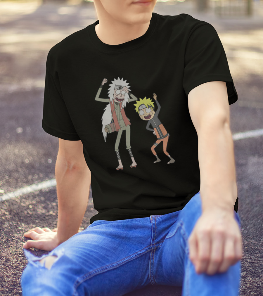 Rick And Morty Naruto And Jiraiya Crossover Cartoon Characters T-Shirt