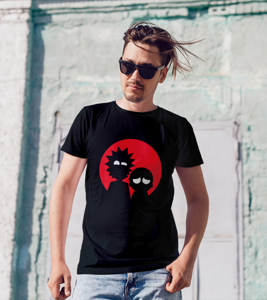 Rick And Morty Silhouette Red Sun Circle T-Shirt