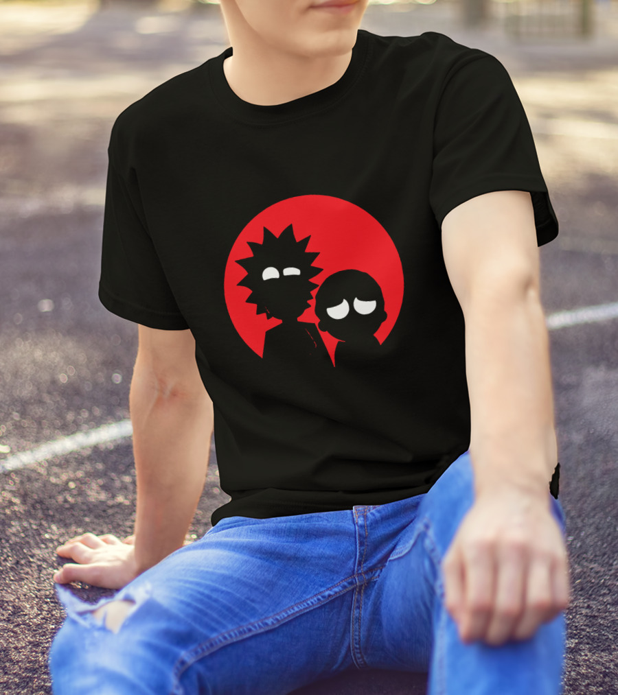 Rick And Morty Silhouette Red Sun Circle T-Shirt