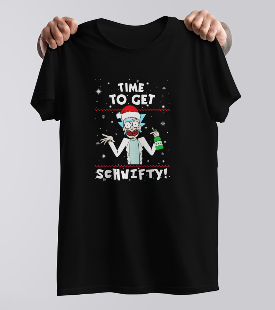 Rick And Morty Time To Get Schwifty Christmas Holiday Party Santa Hat T-Shirt