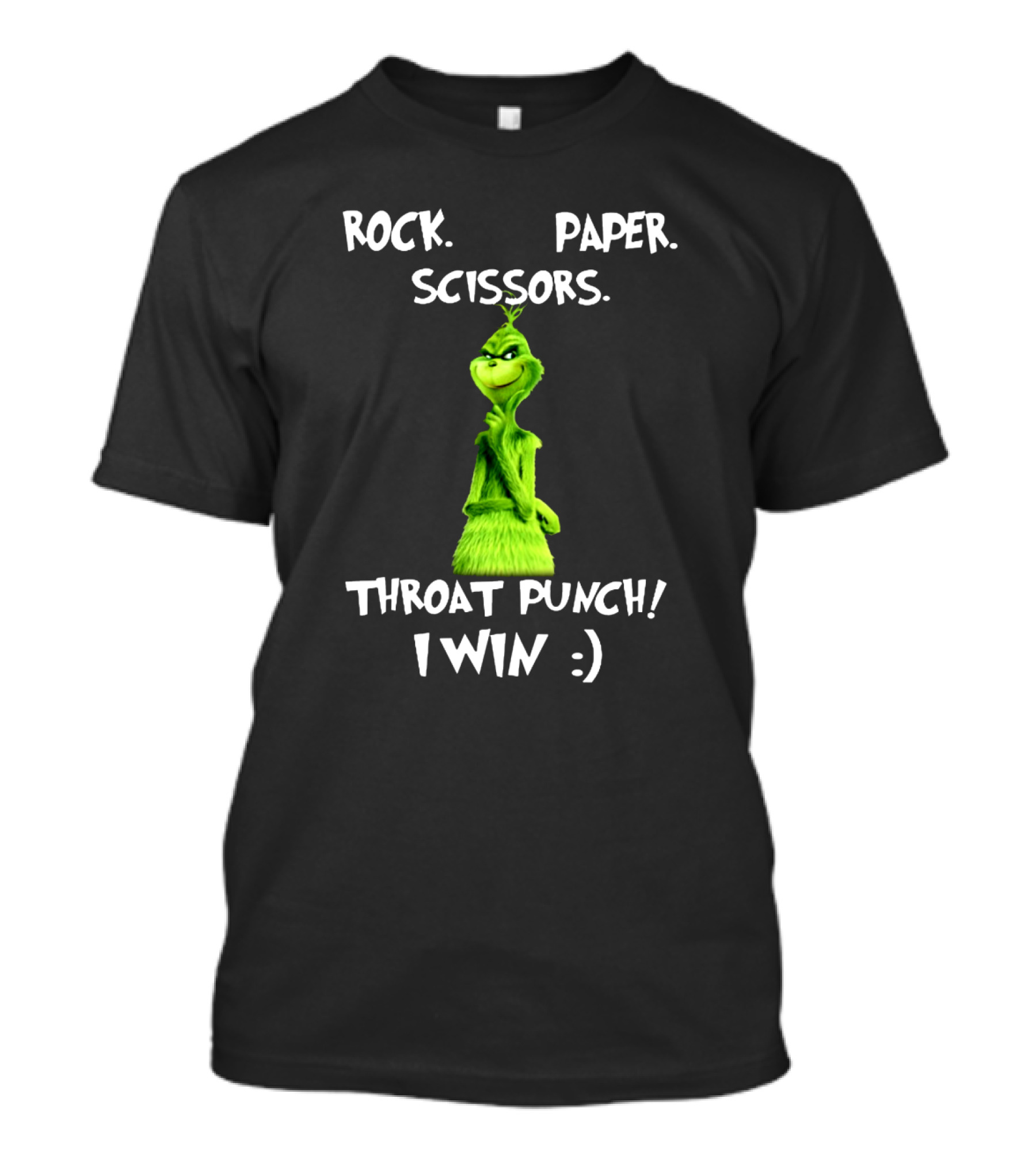 Rock Paper Scissors Throat Punch I Win Grinch T-Shirt