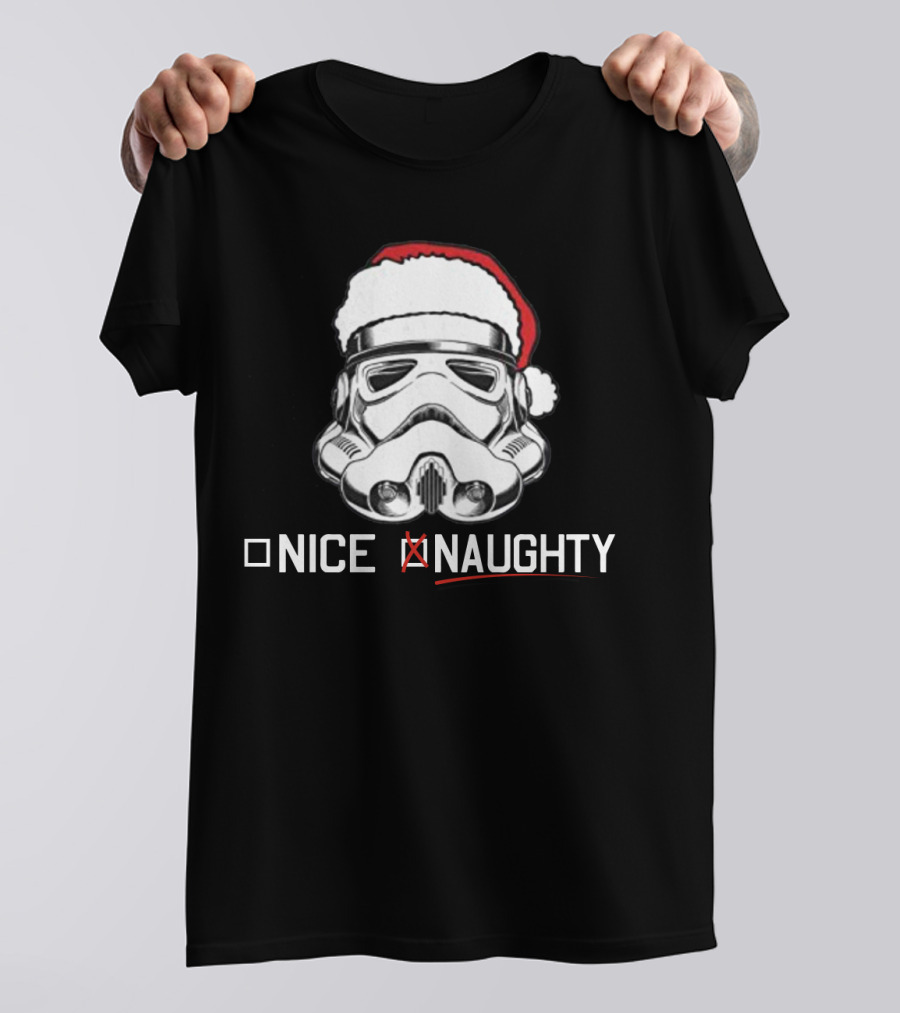 Star Wars Stormtrooper Santa Hat Naughty List Christmas Holiday Humor T-Shirt