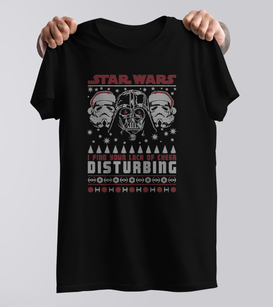 Star Wars Darth Vader Stormtroopers I Find Your Lack Of Cheer Disturbing Christmas Santa T-Shirt