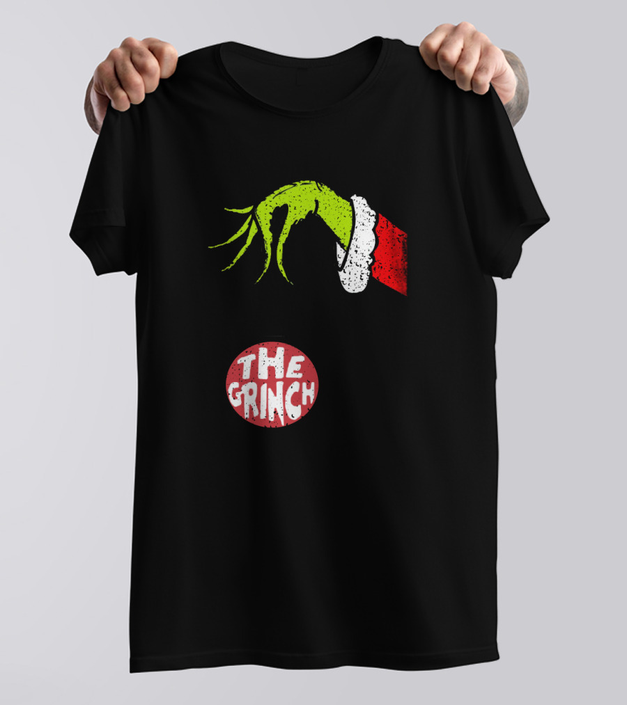 The Grinch Hand Holding Red Ornament With The Grinch Text T-Shirt