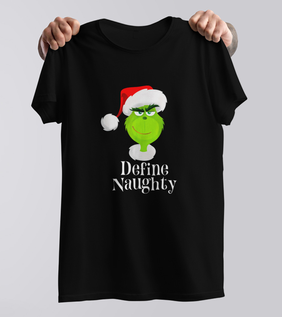 The Grinch Define Naughty Santa Hat Smirk Christmas T-Shirt