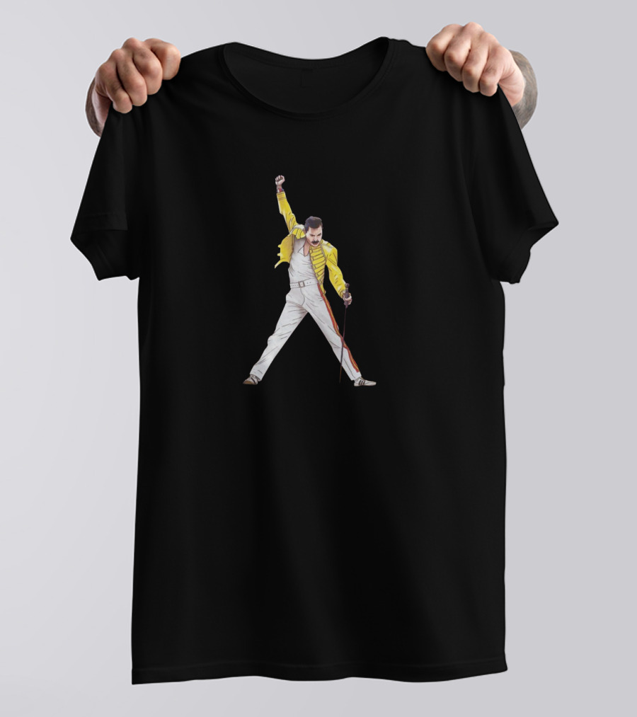 The Show Must Go On Bohemian Rhapsody Iconic Yellow Jacket Pose T-Shirt