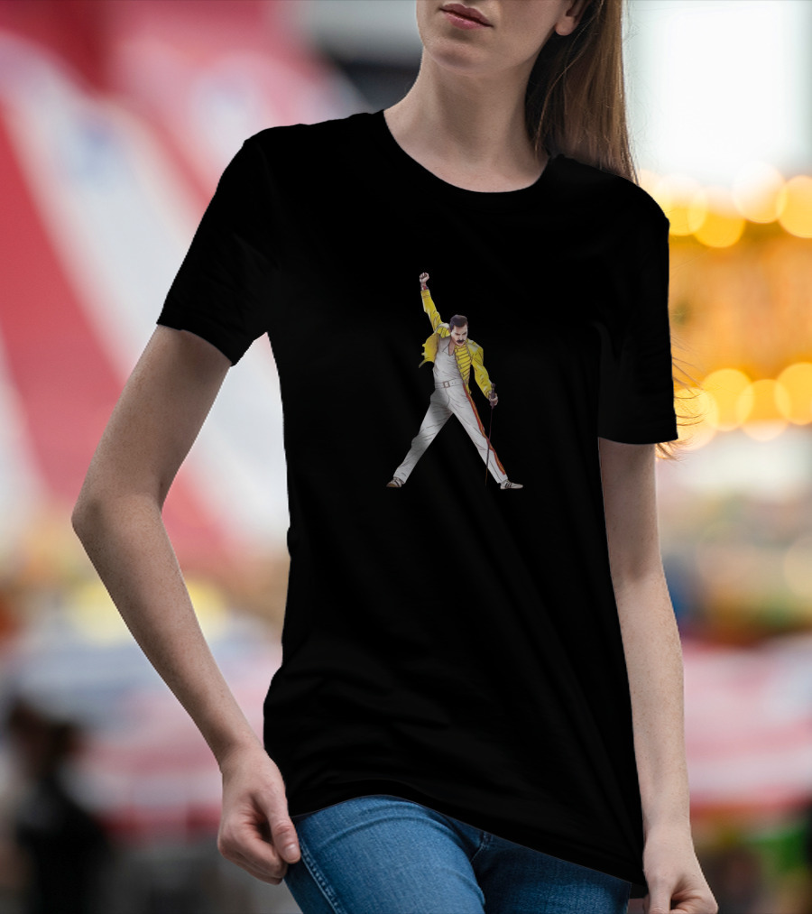 The Show Must Go On Bohemian Rhapsody Iconic Yellow Jacket Pose T-Shirt