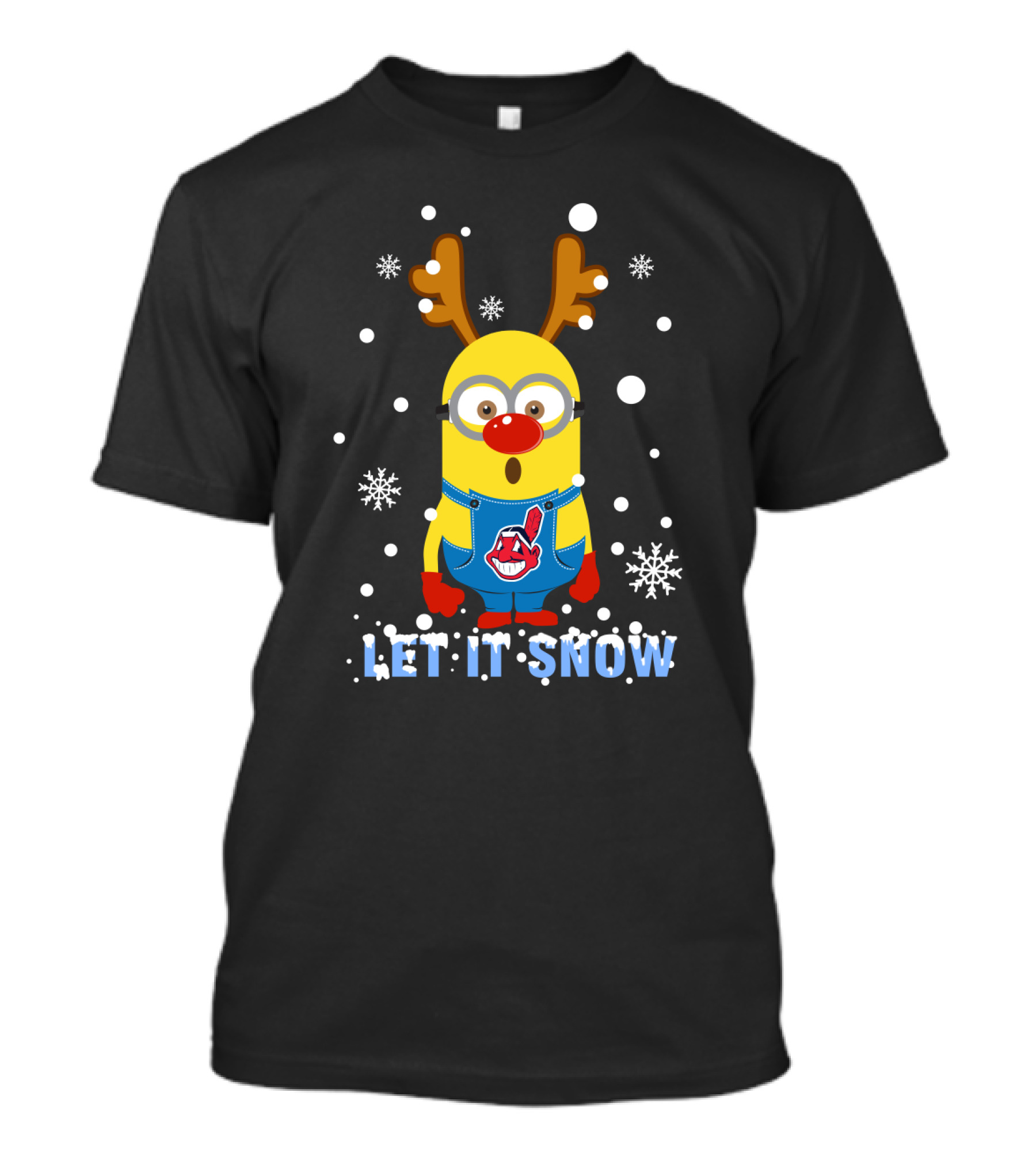 Let It Snow Christmas Minion With Cleveland Indians T-Shirt