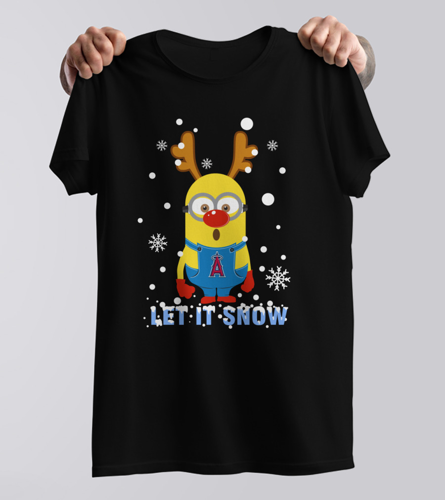 Let It Snow Los Angeles Angels Minion Christmas Reindeer T-Shirt
