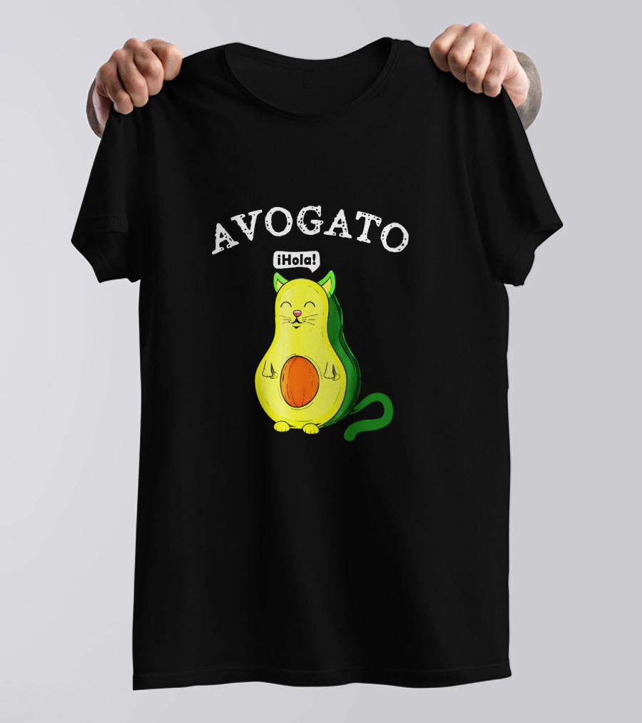 Avogato Hola Avocado Cat Face T-Shirt