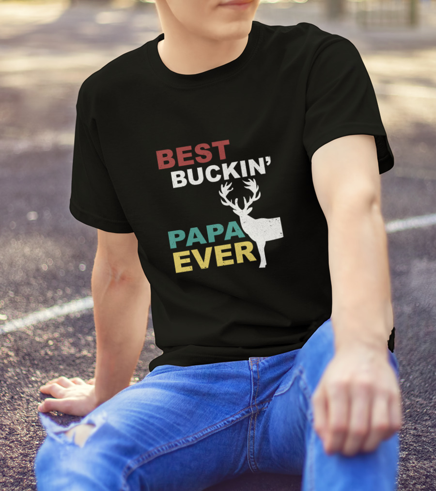 Best Buckin' Papa Ever Deer Antler T-Shirt