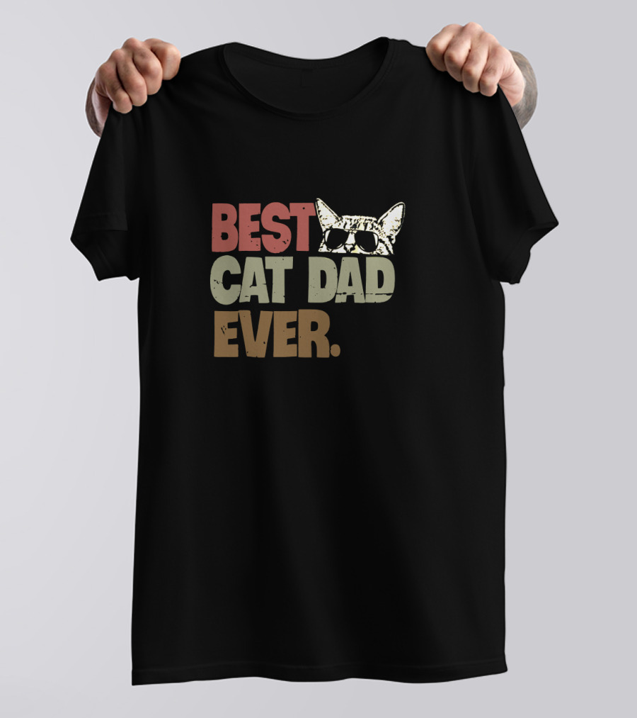 Best Cat Dad Ever Sunglasses Cool Cat T-Shirt