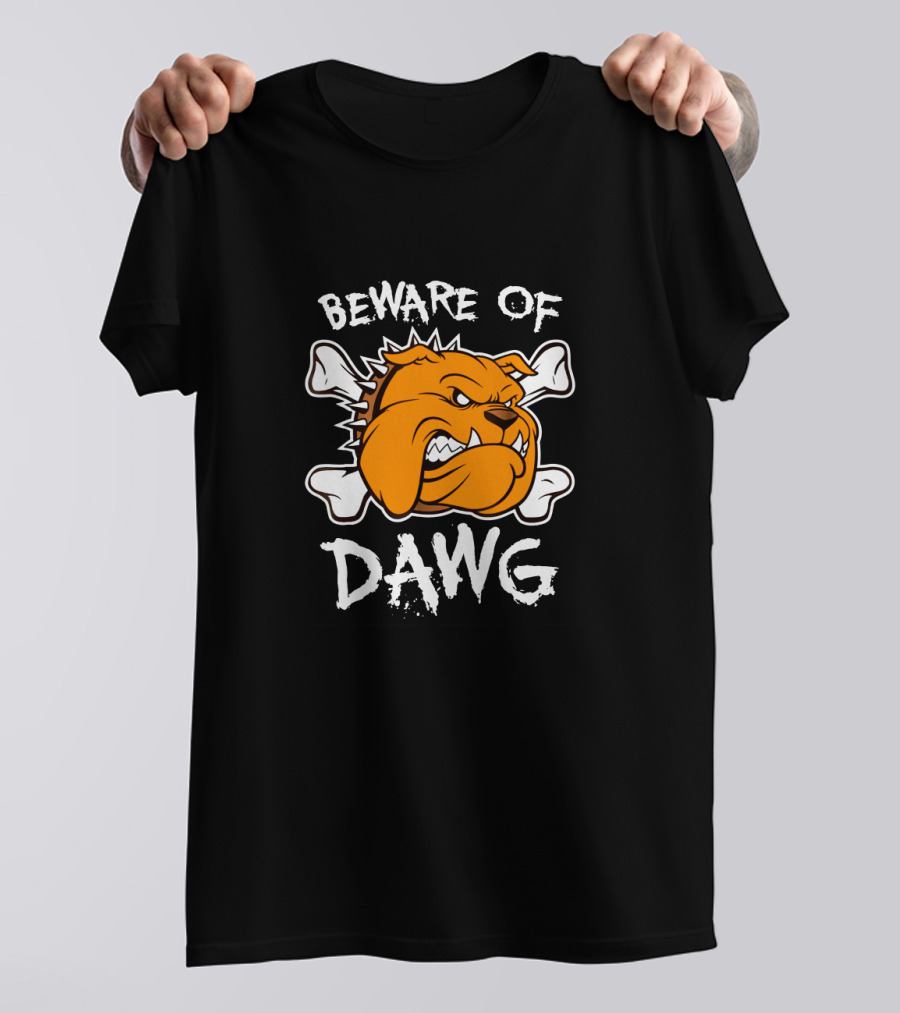 Beware Of Dawg Cleveland Football Bulldog With Bones T-Shirt
