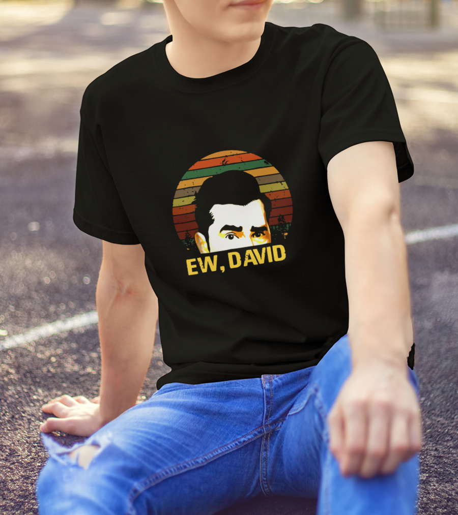 Retro Ew David Rose Multicolor Stripes Portrait T-Shirt
